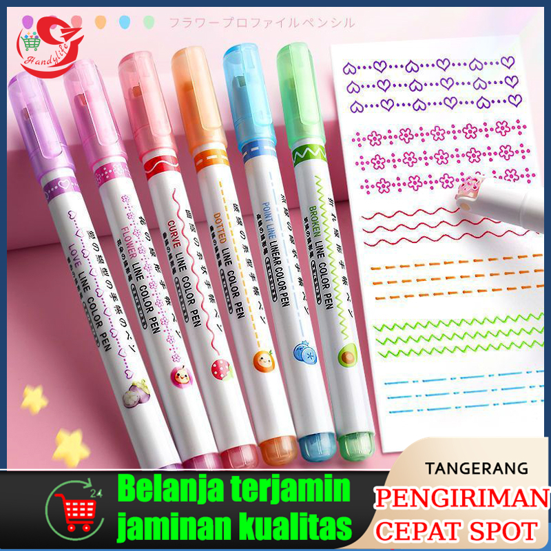 

6pcs/Set Flower Shaped Outline Pen Curve Pen Marker Pen Cepat Kering Stabilo Color Pen