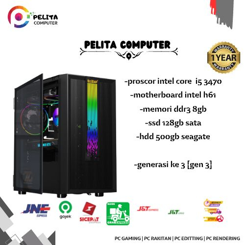 cpu core i5 3470 ddr3 8gb hardisk 500gb ssd 120gb pc rakitan