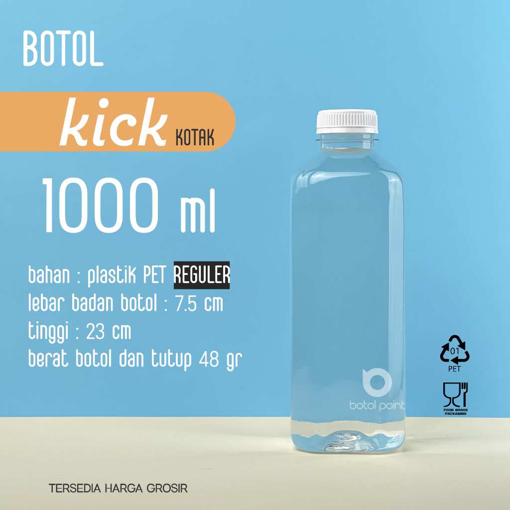 BOTOL KICK 1000 ml - Botol Plastik 1000 ml
