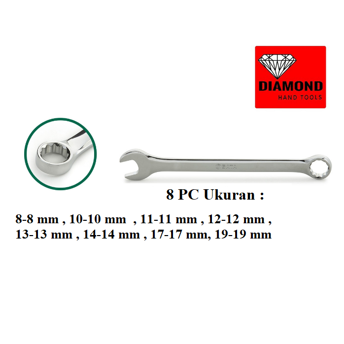 Diamond Kunci Ring Pass Set 8 Pc 8-19 Mm