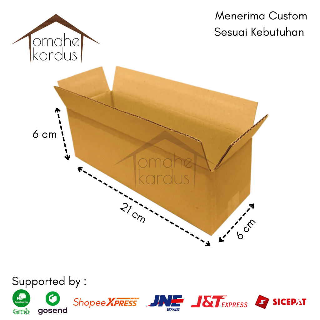 

Kardus box polos baru single wall uk 21x6x6 cm