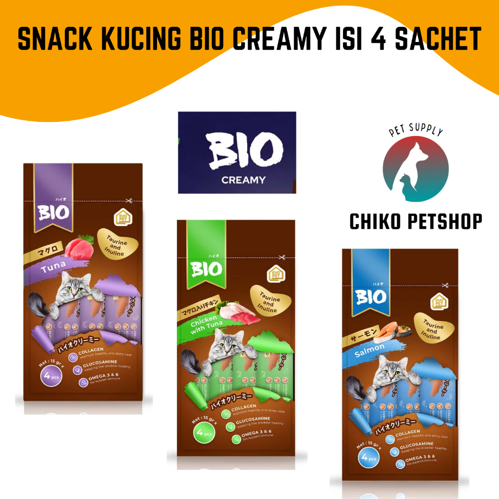 BIO CREAMY TREATS  Makanan / Snack Kucing ( isi 4 pcs)