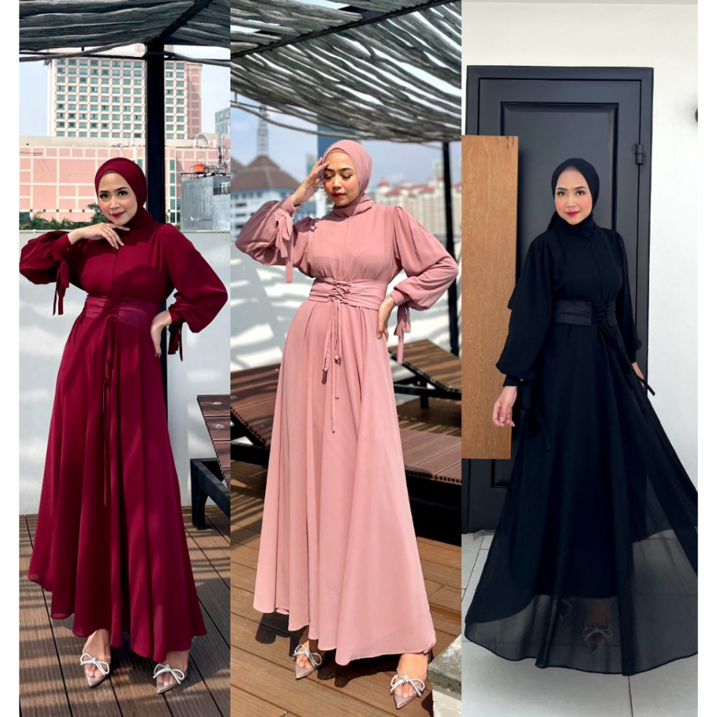 Lively Long Dress Kondangan Gamis Pesta Seragam Bridesmaid Gaun Prewedding Baju Muslim Polos Busui Friendly