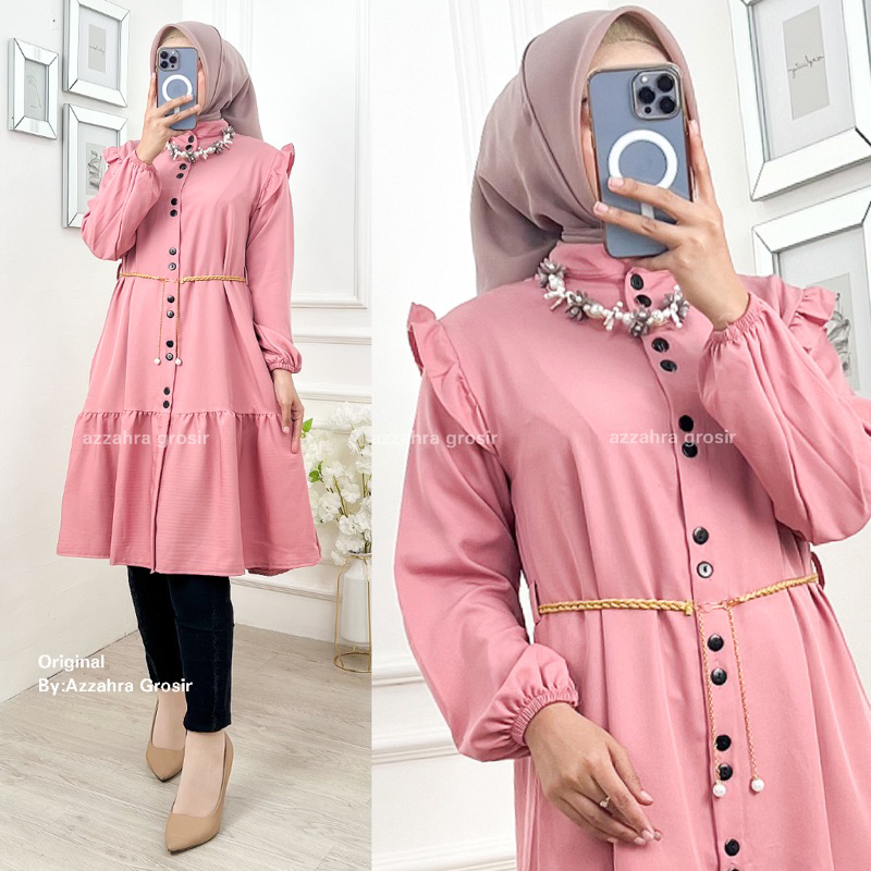 NAKITA TUNIK - LD100-110 Tunik Wanita Shakila Free Belt Kancing Aktif / R.14 - 263-6068