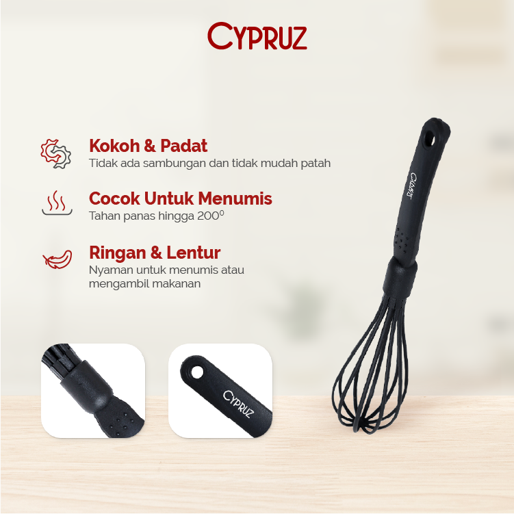 Cypruz Kocokan Telur Pengaduk Adonan Nylon Tahan Panas 30 cm