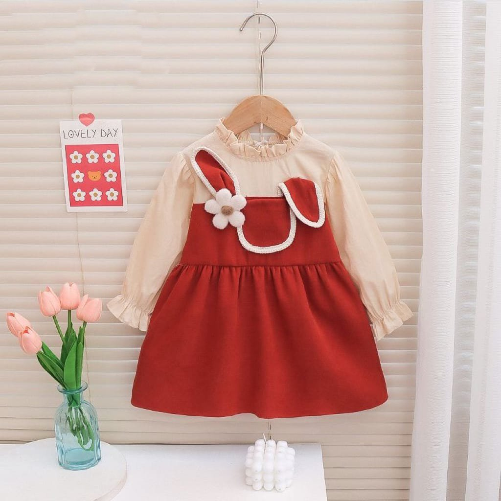 Bayi - 2 Tahun | Dress Min Na Style Korea / Dres Fashion Korean Baby Baju Anak Perempuan Kualitas Import Premium Gaun Bunga Flower Babycinnamon