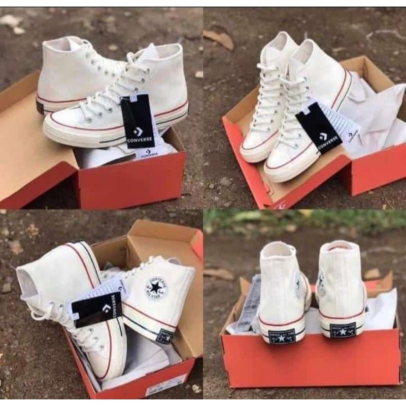 Sepatu High 70s Premium Quality Hitam Cream Kanvas