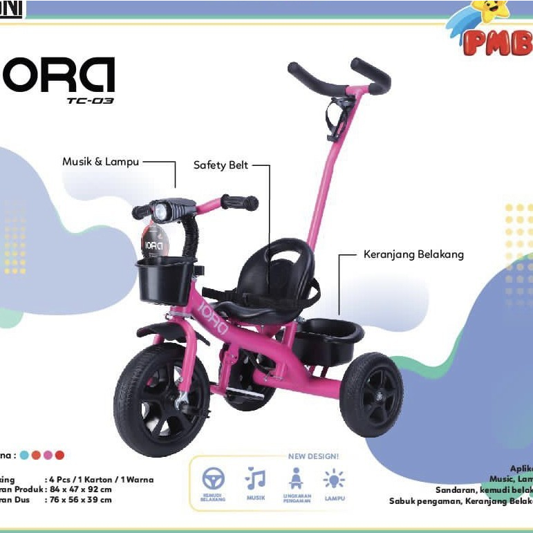 Sepeda Anak Tricycle Roda 3 - Sepeda Roda Tiga PMB IORA TC-03 TC03