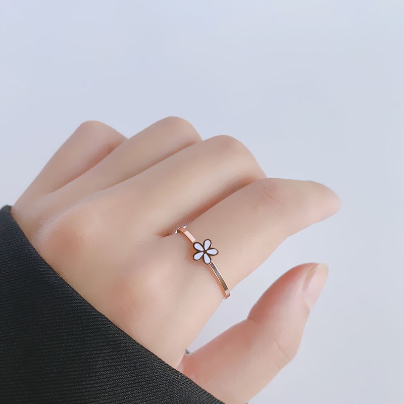 Cincin Titanium Flower Bunga Daisy Korea Elegan Fashion Style