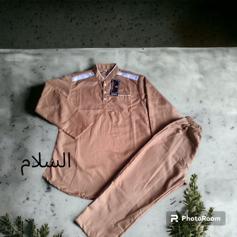 baju koko anak laki-laki setelan kurta putih anak lengan panjang pendek