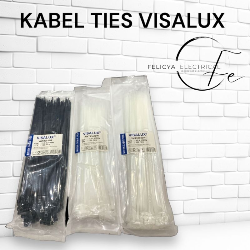 KABEL TIES VISALUX MURAH SUDAH SNI UKURAN ALL 100mm, 150mm, 200mm, 300mm, Hitam Putih