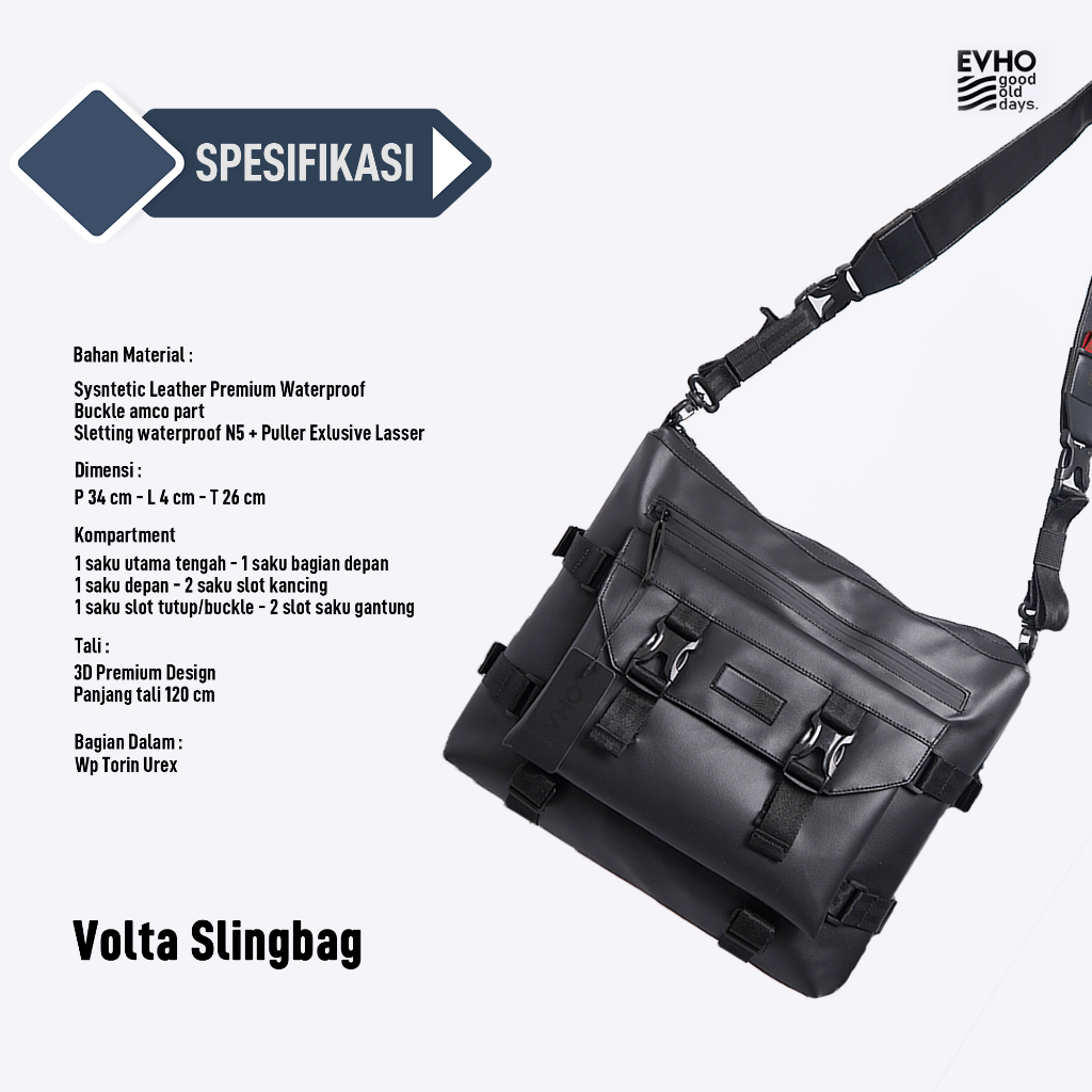 Evho - Volta Sling Bag I Tas Selempang Pria Anti Air