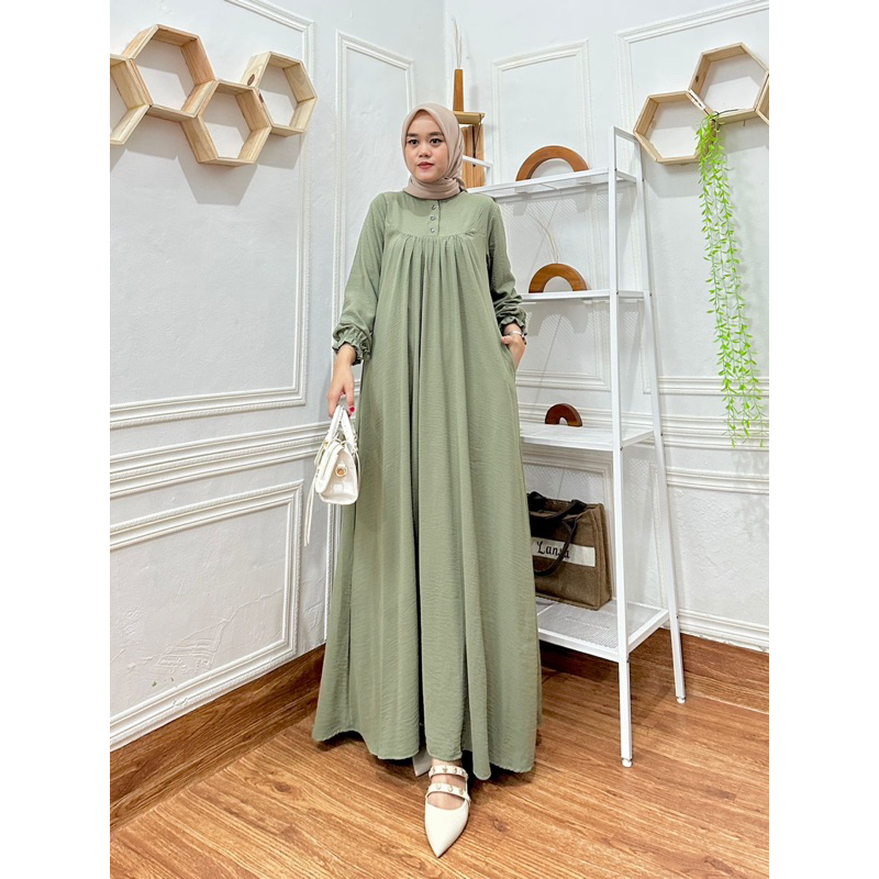 Dress Jemina, Bahan Crinkle Airflow Premium, JUMBO LD 120 PB 140