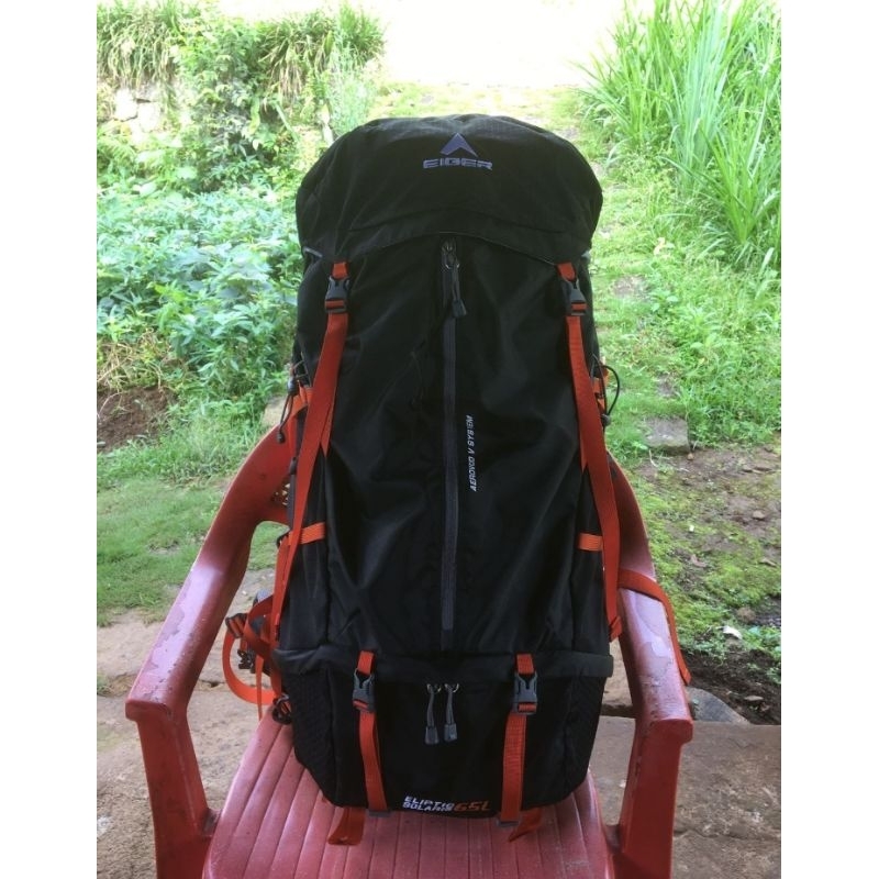 Tas ransel gunung carrier eliptic solaris eiger 65 liter free rain cover bag