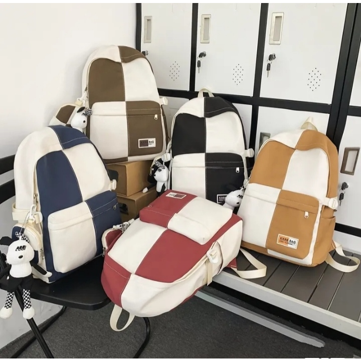 Tas Ransel Unisek Laki-Laki Wanita  Motif Aesthetic Tas Ransel Sekolah  untuk Remaja Laki-laki Perempuan Wanita Ransel Sekolah Terbaru 2023 model Style korean Bonus Dompet Koin