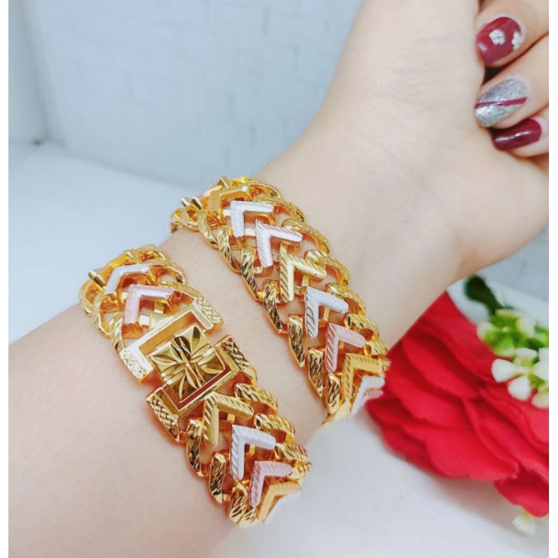 Gelang Xuping Rantai Kombinasi Lapis Emas Perhiasan. Wanita( Lebar 20mm) R600