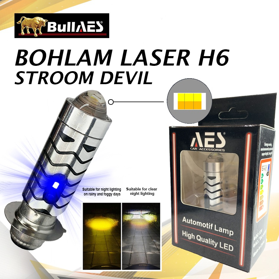 Lampu Motor LED BULLAES H6 Laser Devil Eye Biru Stroom