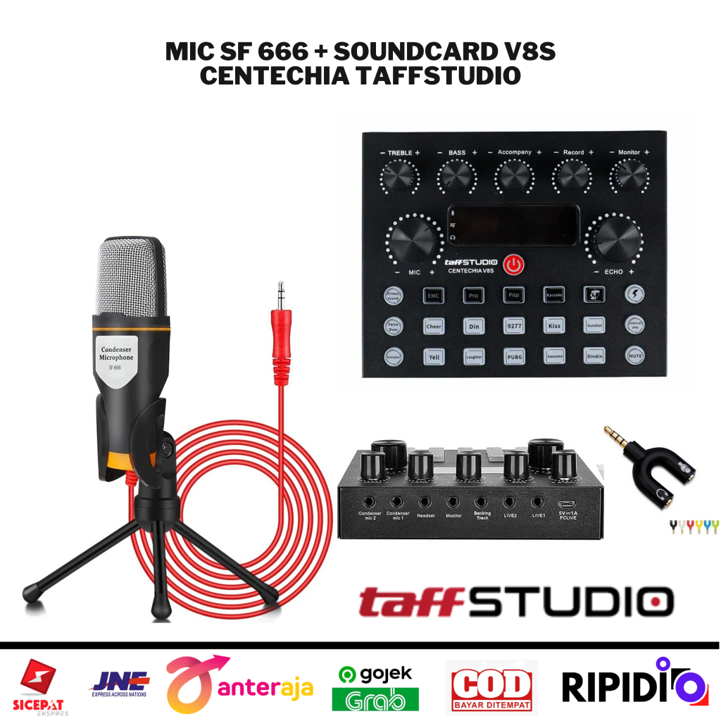 Soundcard V8S Centechia + Mic Condensor SF 666 TaffSTUDIO