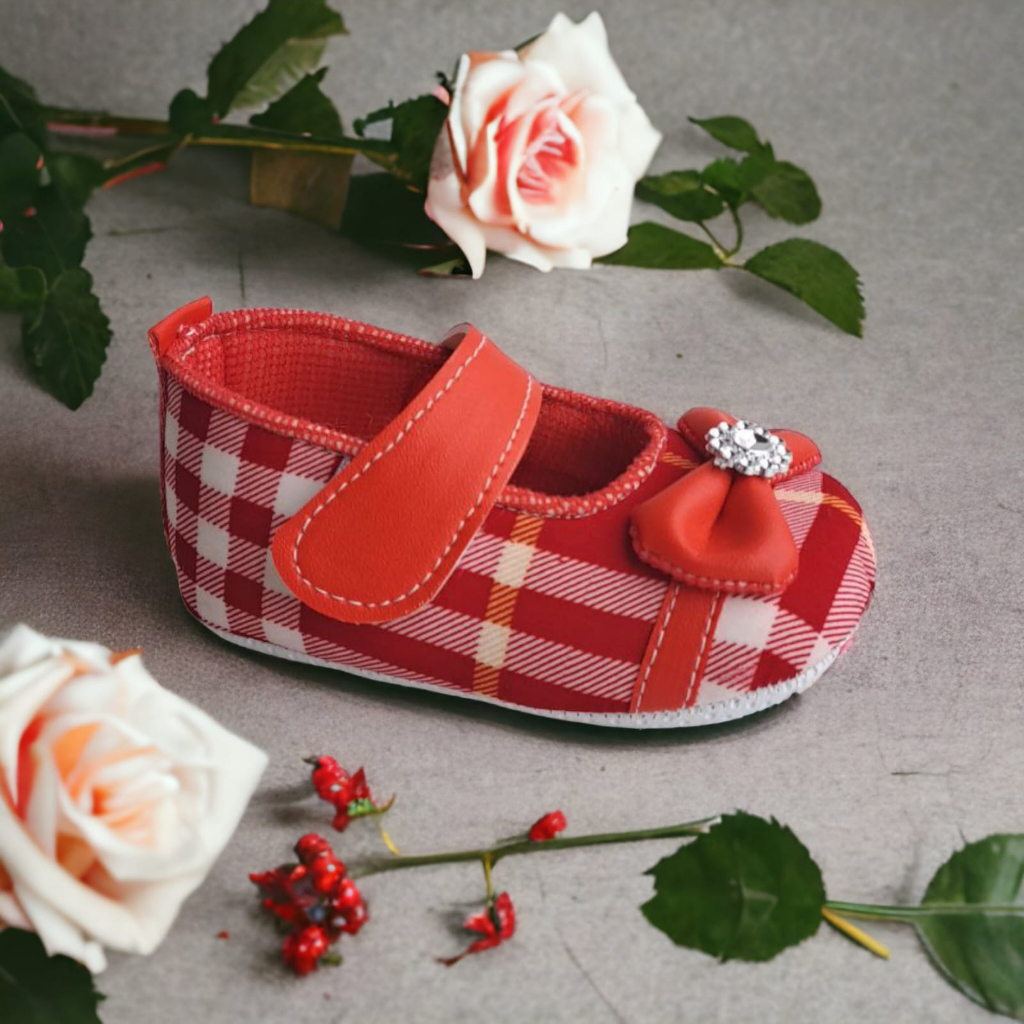 Sepatu Bayi Perempuan Strawberry Pita Usia 0-14 Bulan