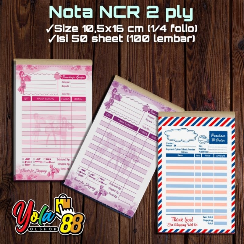 

NOTA OLSHOP NCR 2 PLAY/NOTA NCR 1/4 FOLIO/NOTA OLSHOP MURAH