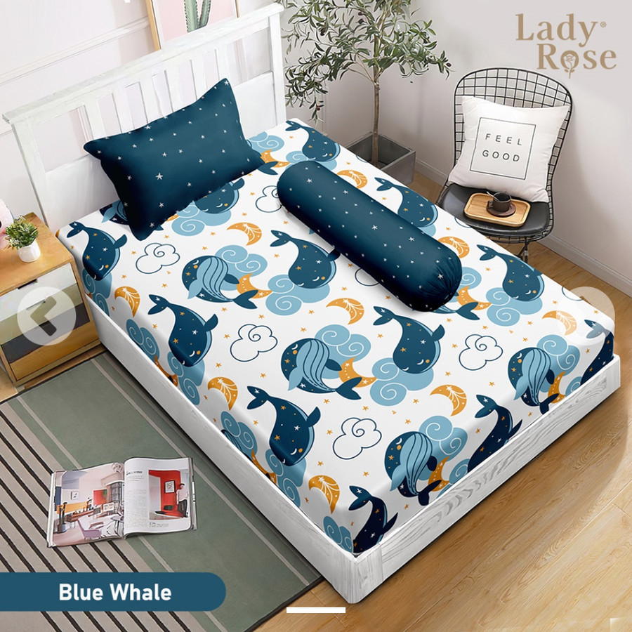 3in1 Sprei Lady Rose 3D King 180x200 160x200 120x200 100x200 90x200 Motif Blue Whale Dolphin Lumba-l