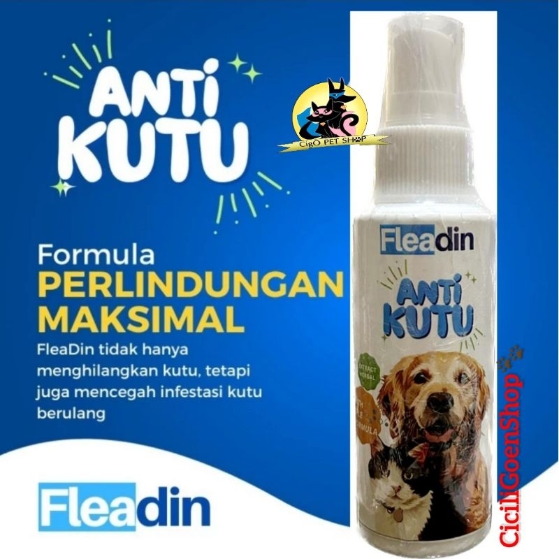 FLEADIN SPRAY 100ml obat anti kutu dan telur flea anjing kucing aman terjilat Awas barang tiruan