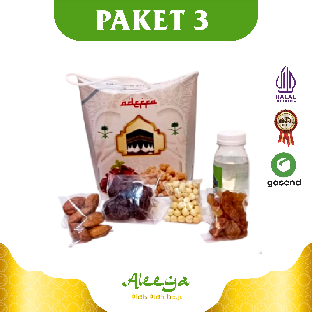 

paket oleholeh haji dan umroh dus jinjing + kacang almond + air zamzam