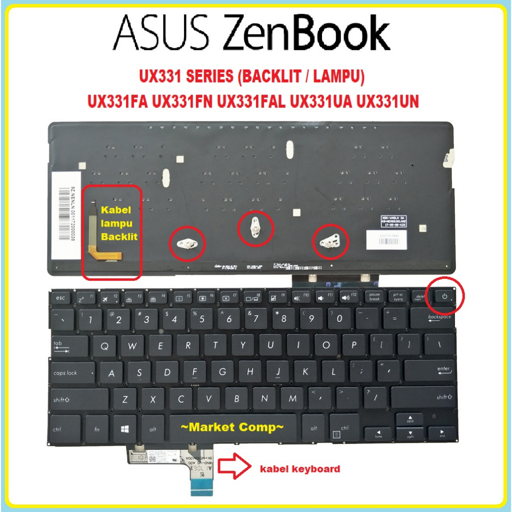 Keyboard Laptop Asus ZenBook 13 UX331 UX331F UX331FA UX331FAL UX331FN UX331U UX331UA UX331UN Keyboar