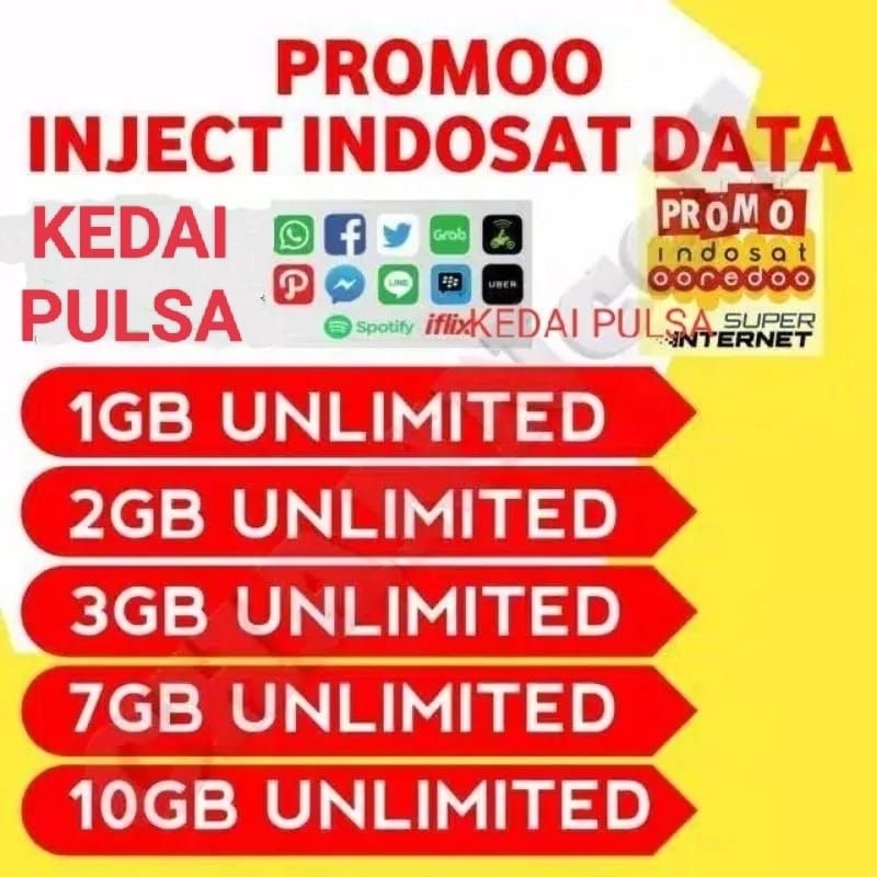 PAKET DATA INDOSAT UNLIMITED 1GB 2GB 3GB 7GB 10GB