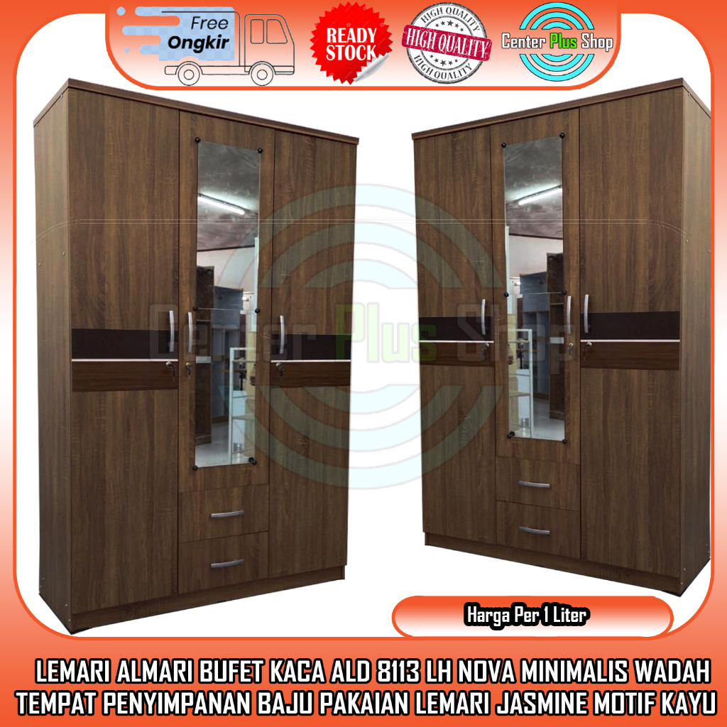 {INSTANT) ALD 8113 LH NOVA LEMARI BAJU  LEMARI BAJU KACA SEPATU  LEMARI GERUBUK GEROBOK BOX PENYIMPA