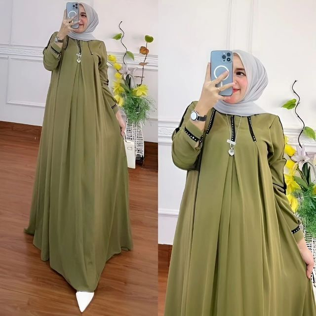 GAMIS WANITA ERINA DRESS MC BAHAN CERUTY BABYDOLL LD 100 -120 CM PB 140 GAMIS WANITA TERBARU 2023 KEKINIAN / DRESS CERUTYY BBAYDOLL PREMIUM / MAXY DRESS WANITA JUMBO / GAMIS MUSLIM MODERN