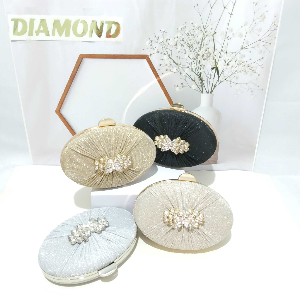 Clutch Pesta Import Cantik Mewah Tas Kondangan Diamond Bros Permata 26284 Model Terbaru!