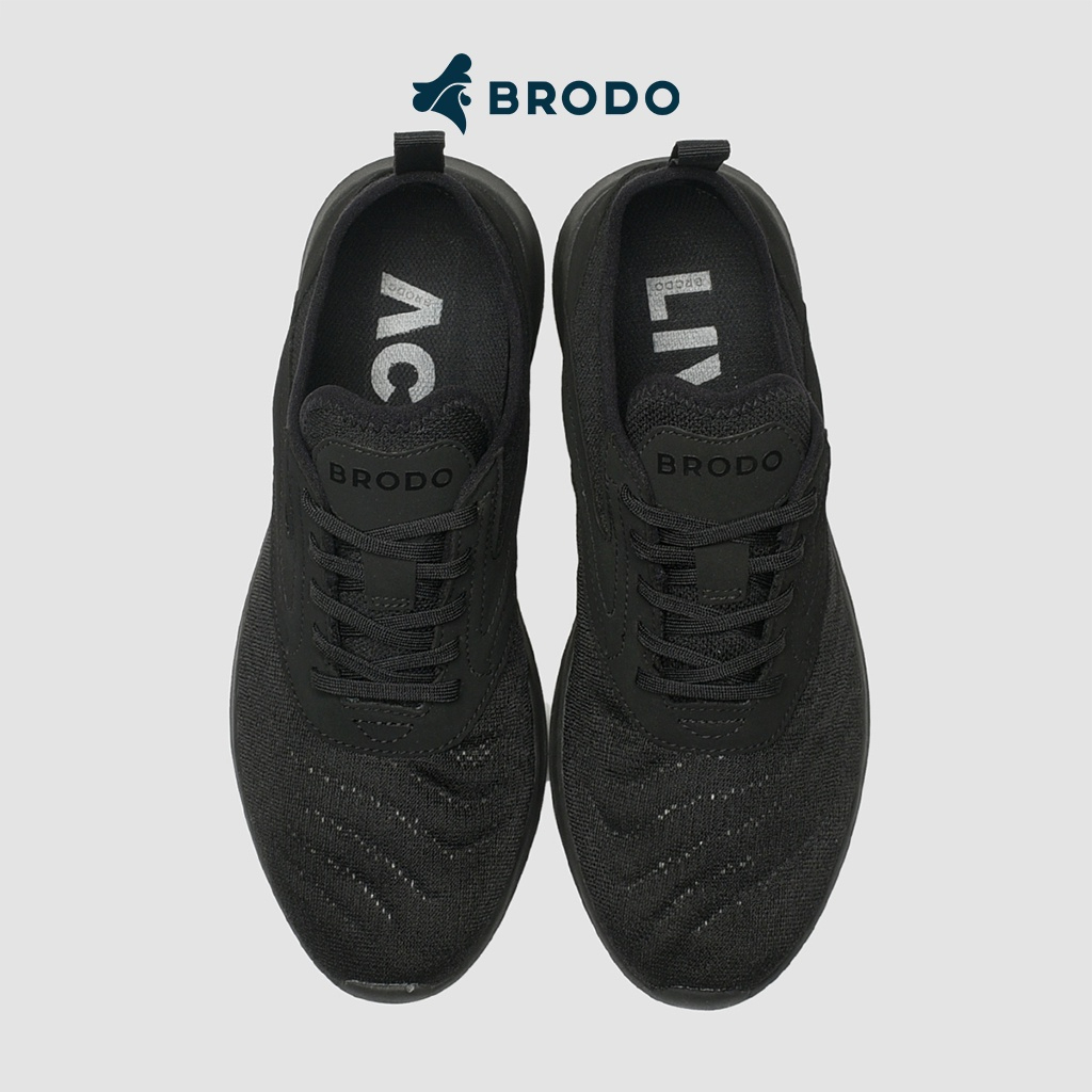 BRODO Active Kaze Racer Full Black Original Sepatu Sneakers Sport Running Hitam Polos