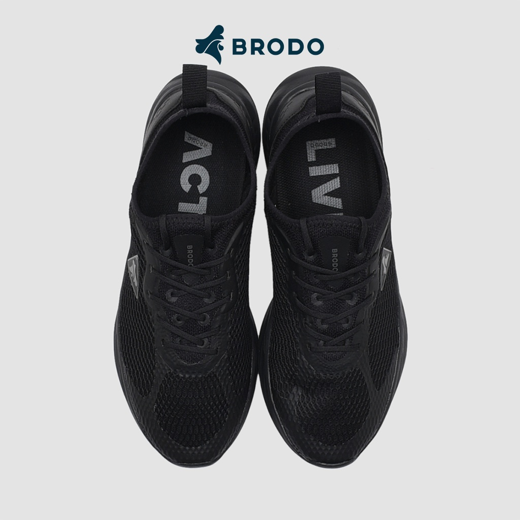 BRODO Active Pacer Full Black Original Sepatu Sneakers Sport Running Hitam Polos