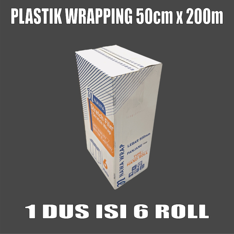 Plastik Wrapping 50cm x 200m Stretch Film 17um Pembungkus Barang Per Dus Semua Jasa kirim