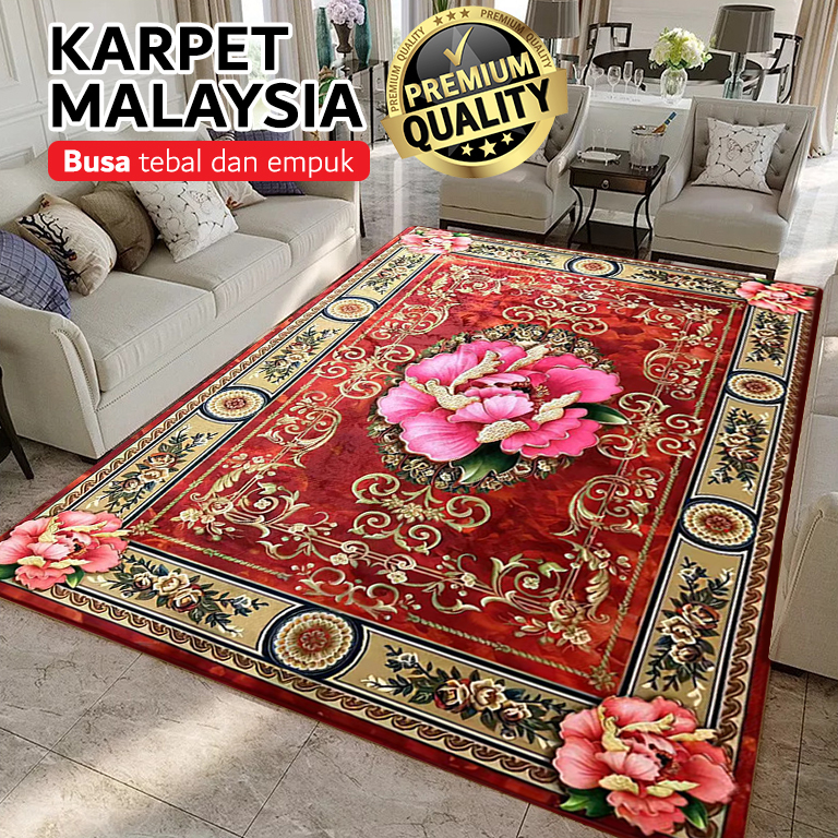 Karpet Malaysia Jumbo Motif Cantik Ukuran 150cm x 200cm Karpet Lantai Ruang Tamu Bahan Polyester Busa Tebal &amp; Empuk Termurah D1A1