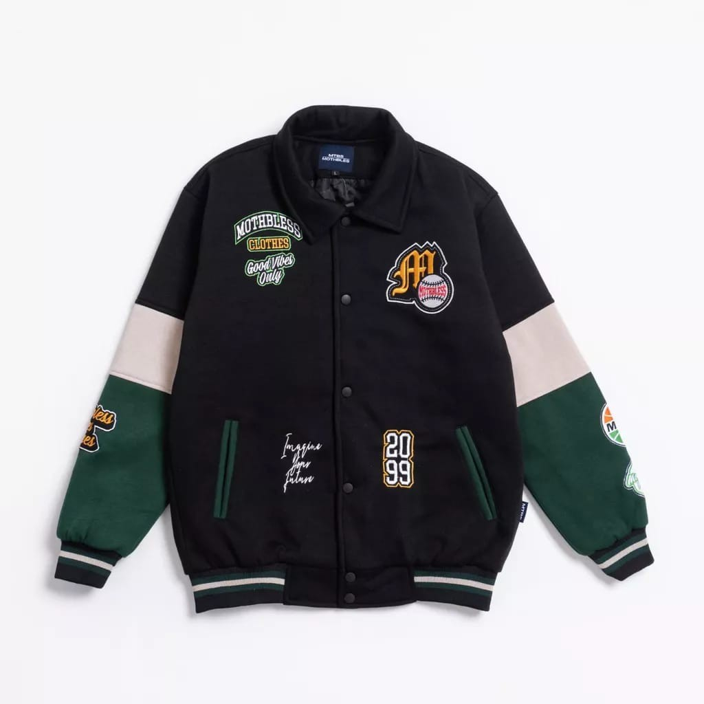 POSEIDON - Jaket Varsity MOTHBLESS SANSHIKI BASEBALL BORDIR M - XXL Pria Wanita Premium