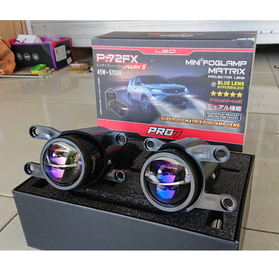 Foglamp Projie Matrix Pro7 P72FX Mark2 Blue Lens 45W lampu kabut LED Innova venturer fortuner lexus zenix