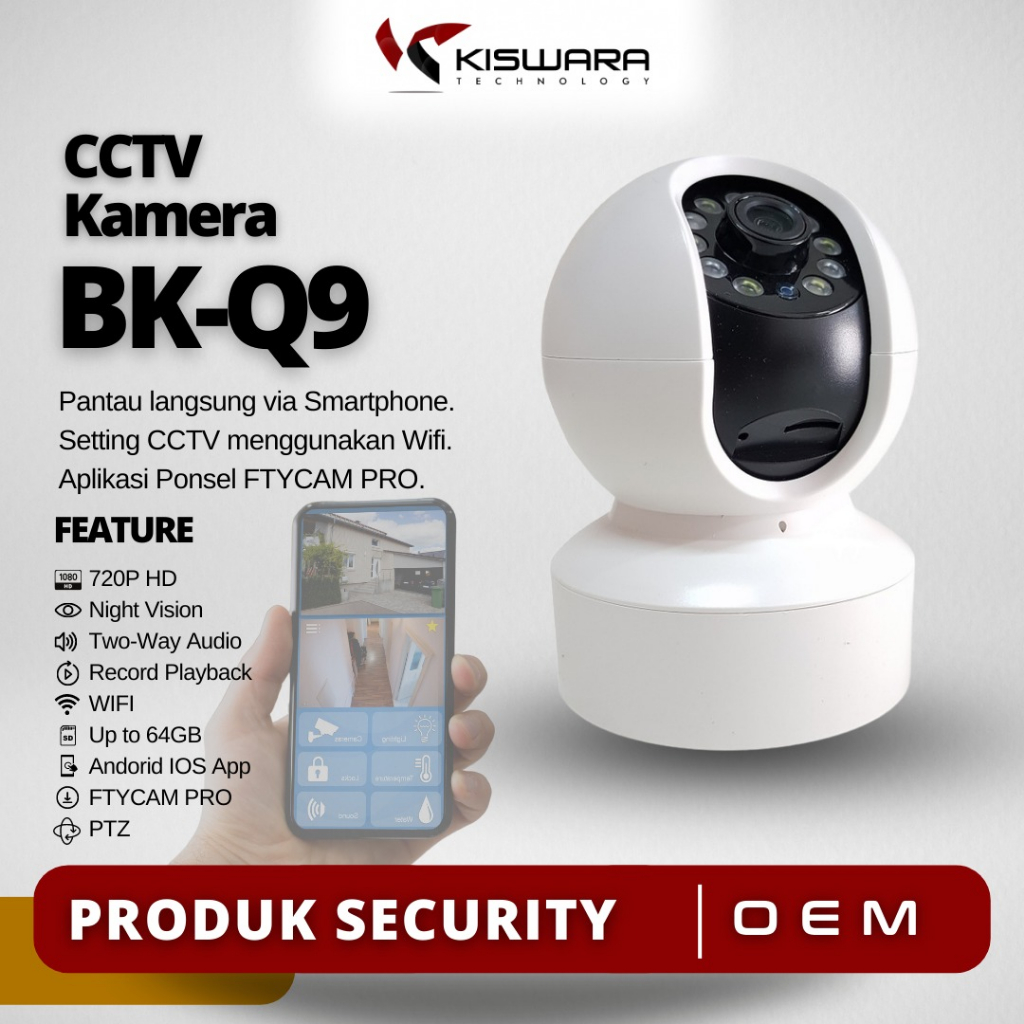 PTZ Wifi Smart Camera 720P - BK-Q9 [FTYCAM PRO]