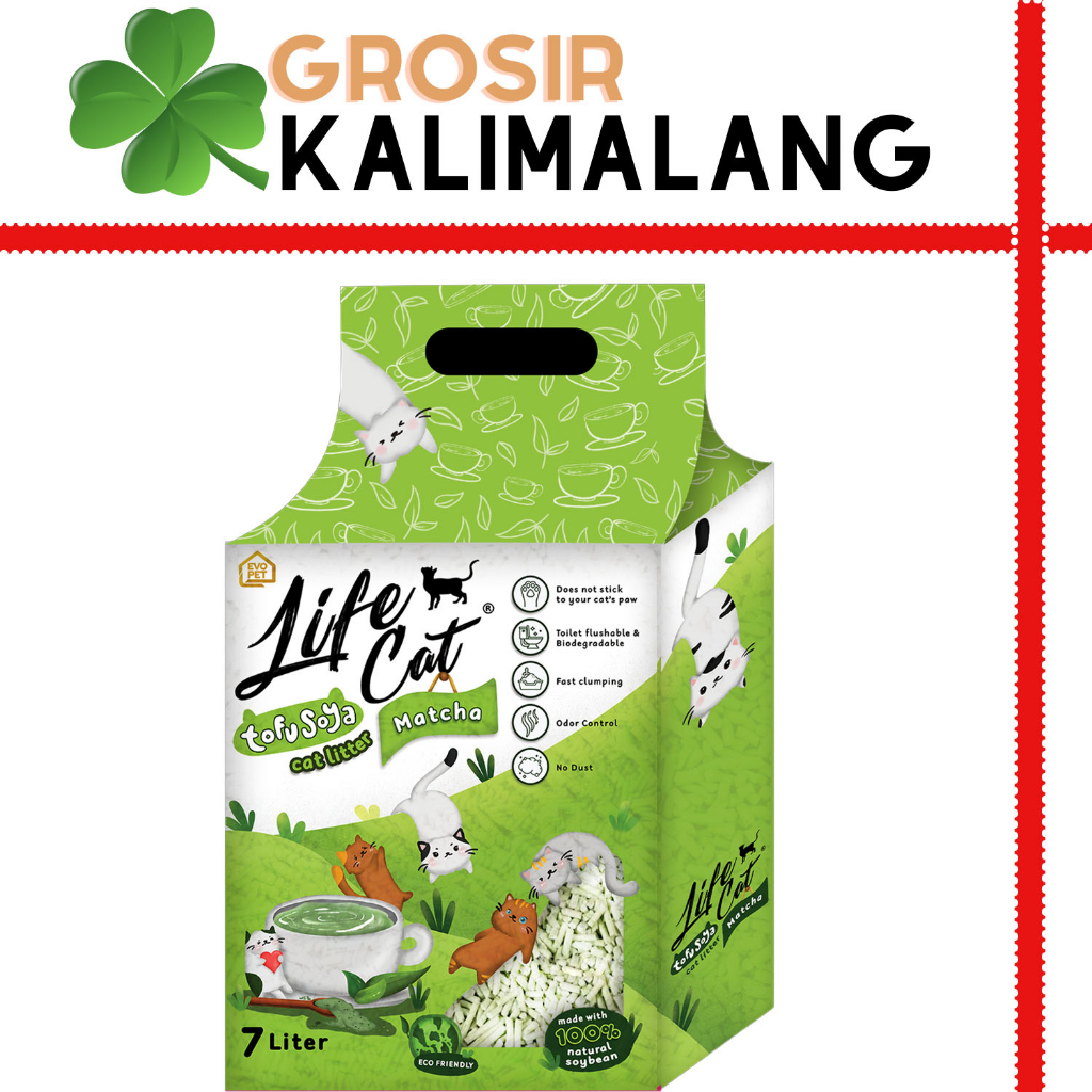 Pasir Kucing Tofu Soya LIFE CAT 7L Matcha (Grab/Gosend)