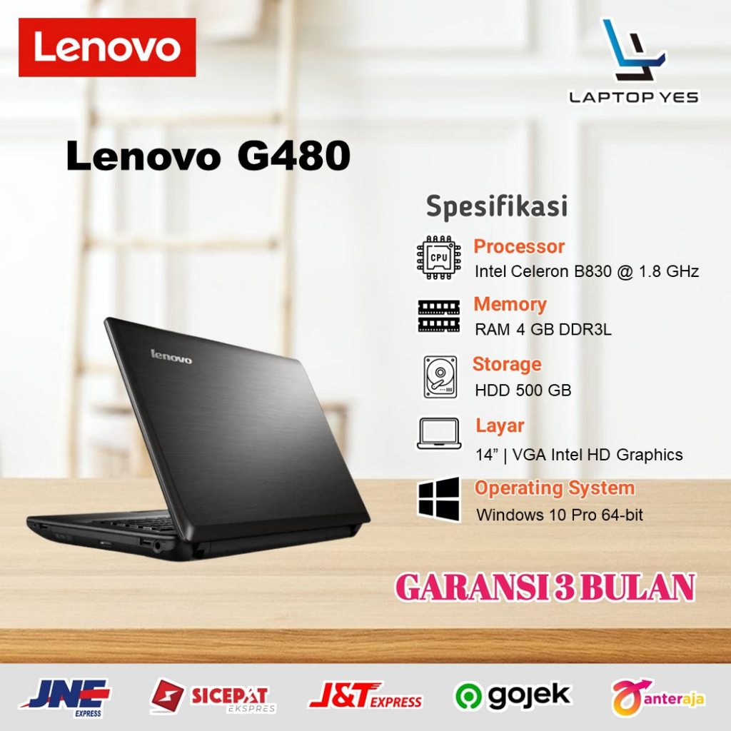 Laptop Lenovo G480 Second Murah Intel Celeron B830 RAM 4 GB