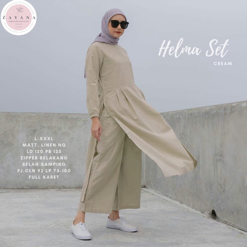 HELMA SET/ SETELAN TUNIK CELANA POLOS BY ZAYANA
