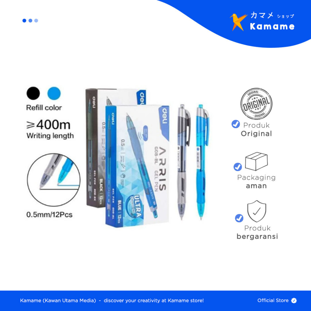 

Deli Gel Pen - Ultra Smooth Ink Office Pulpen Gel 0.5mm EG08 3 PCS - Kamame