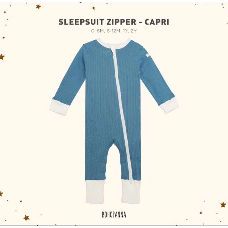 Sleepsuit zipper Bohopanna B49 / Sleepsuit Bayi Unisex / Sleepsuit Bayi Polos Bohopanna / Baju Tidur Unisex / Baju Tidur Bayi Unisex Polos Katun