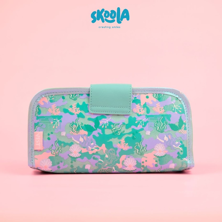 Skoola Tempat Pensil Lipat 3 Pencil Case Threefold Anak Perempuan Lucu Unicorn Cat Mermaid - Pensy