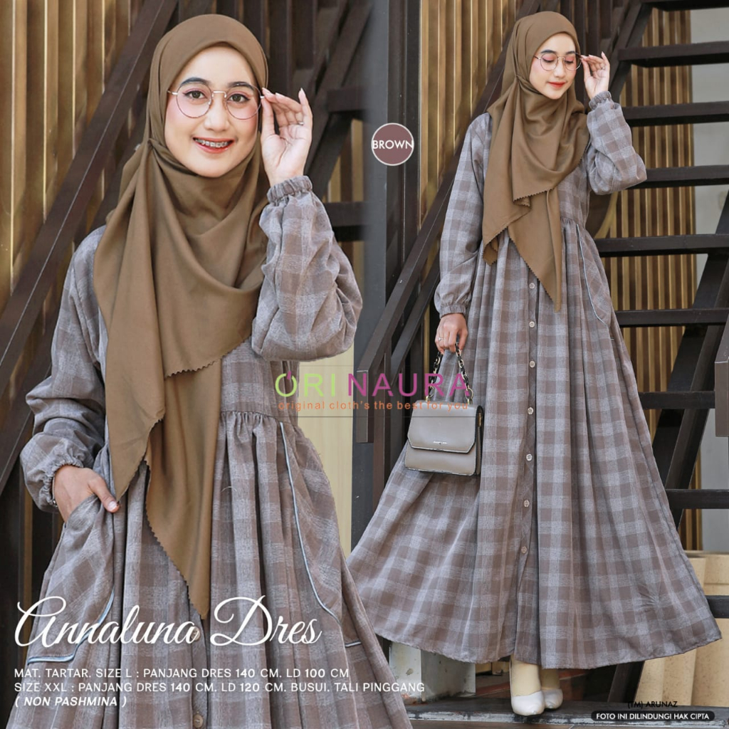 Anna Luna Dress Gamis Muslim Katun Busui Original Produk By Orinaura