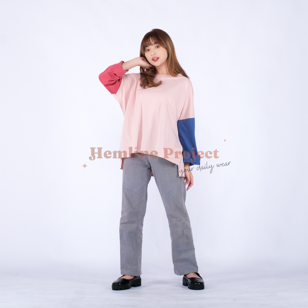 Hayla Oversized Plain - Blush Denim