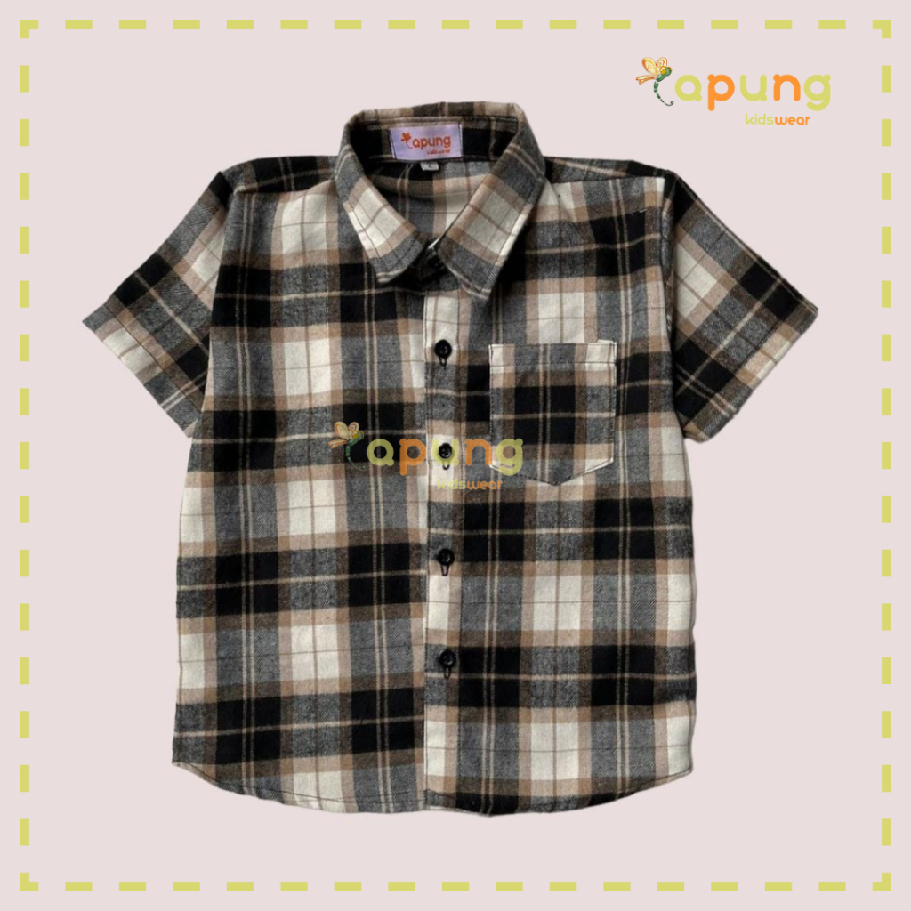 (Capung Kidswear) Kemeja Lengan Pendek Flanel Anak (1-6 tahun)