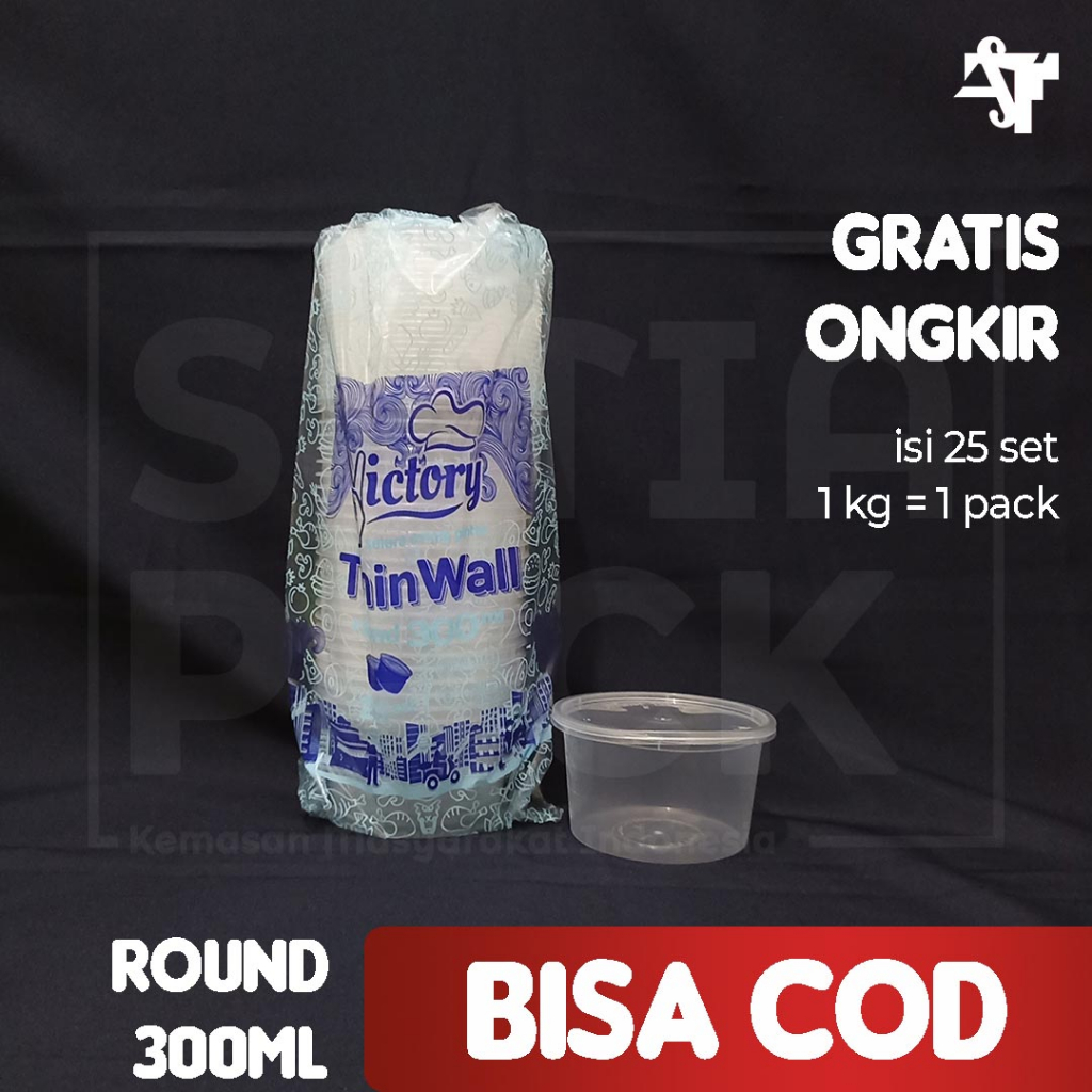 Mangkok Plastik Thinwall 300ml Bulat Cup Puding Tempat Bubur Wadah Makan PER PACK