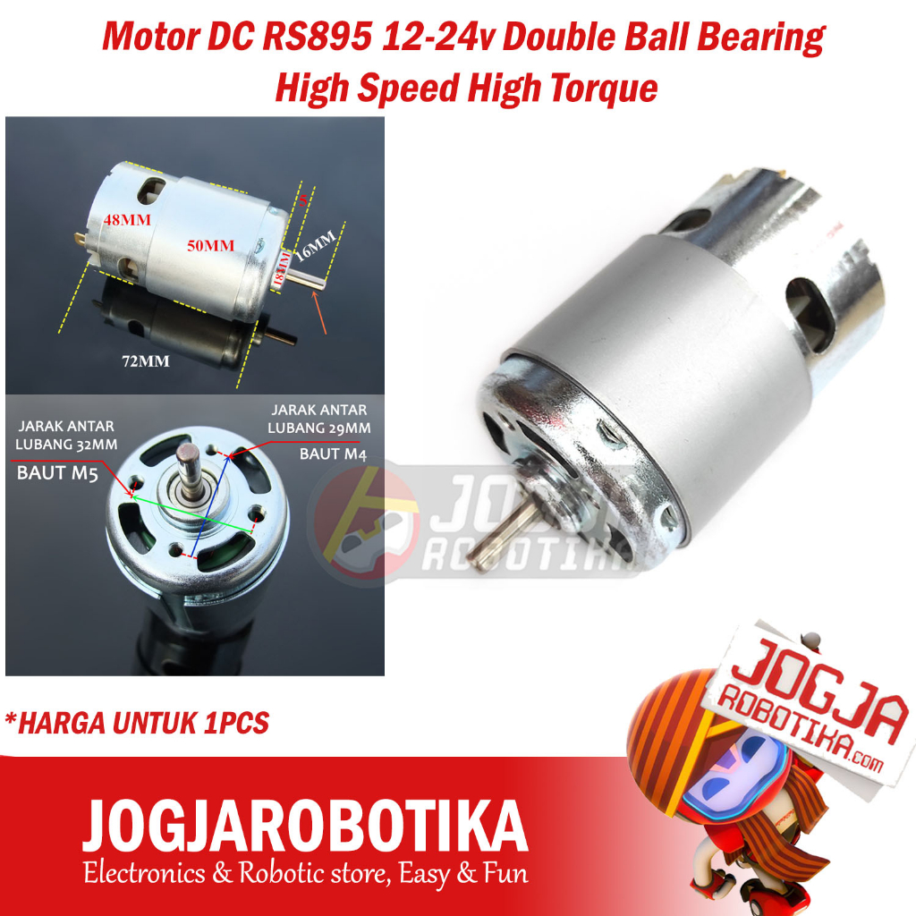 Motor DC RS895 12-24v Double Ball Bearing High Speed High Torque 895 SINGLE DOUBLE SHAFT Motor Bor G